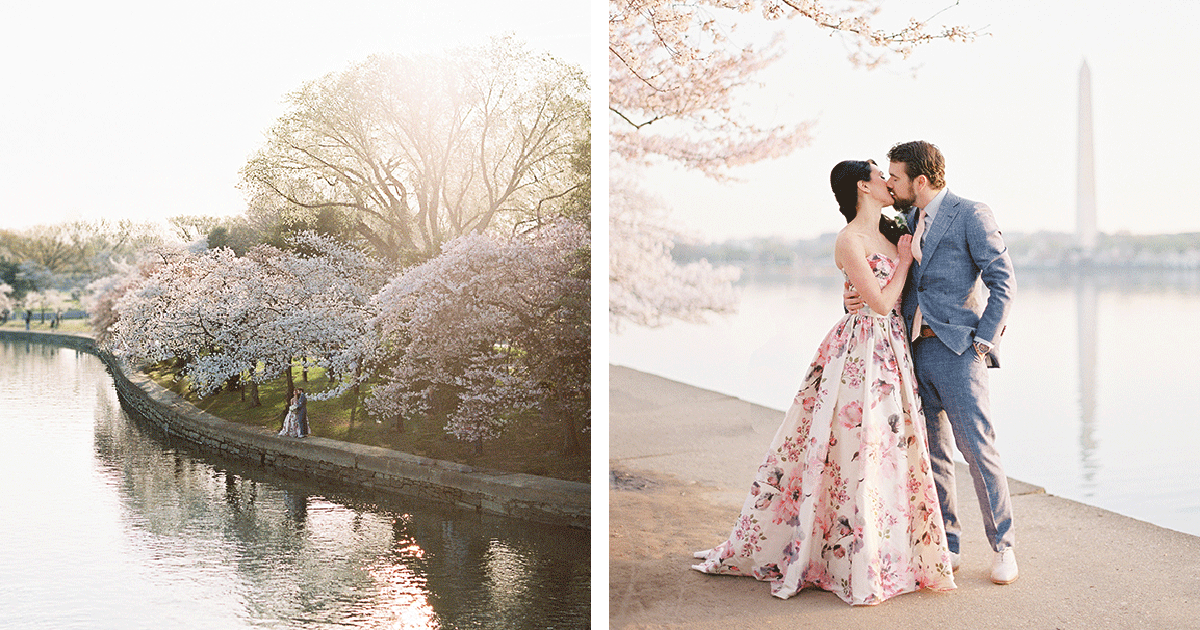 This Bride S Floral Dress Was Perfect For A Cherry Blossom Wedding