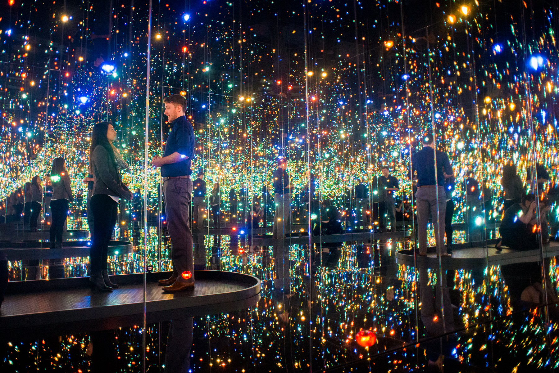 AJ Jan Yayoi Kusama Infinity Mirrors Proposal Engagement Photoshoot