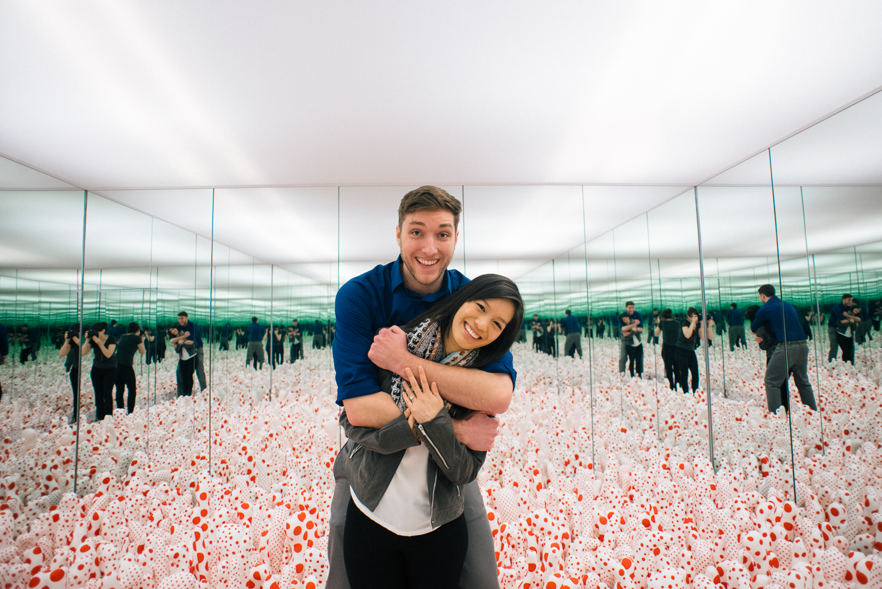 AJ Jan Yayoi Kusama Infinity Mirrors Proposal Engagement Photoshoot