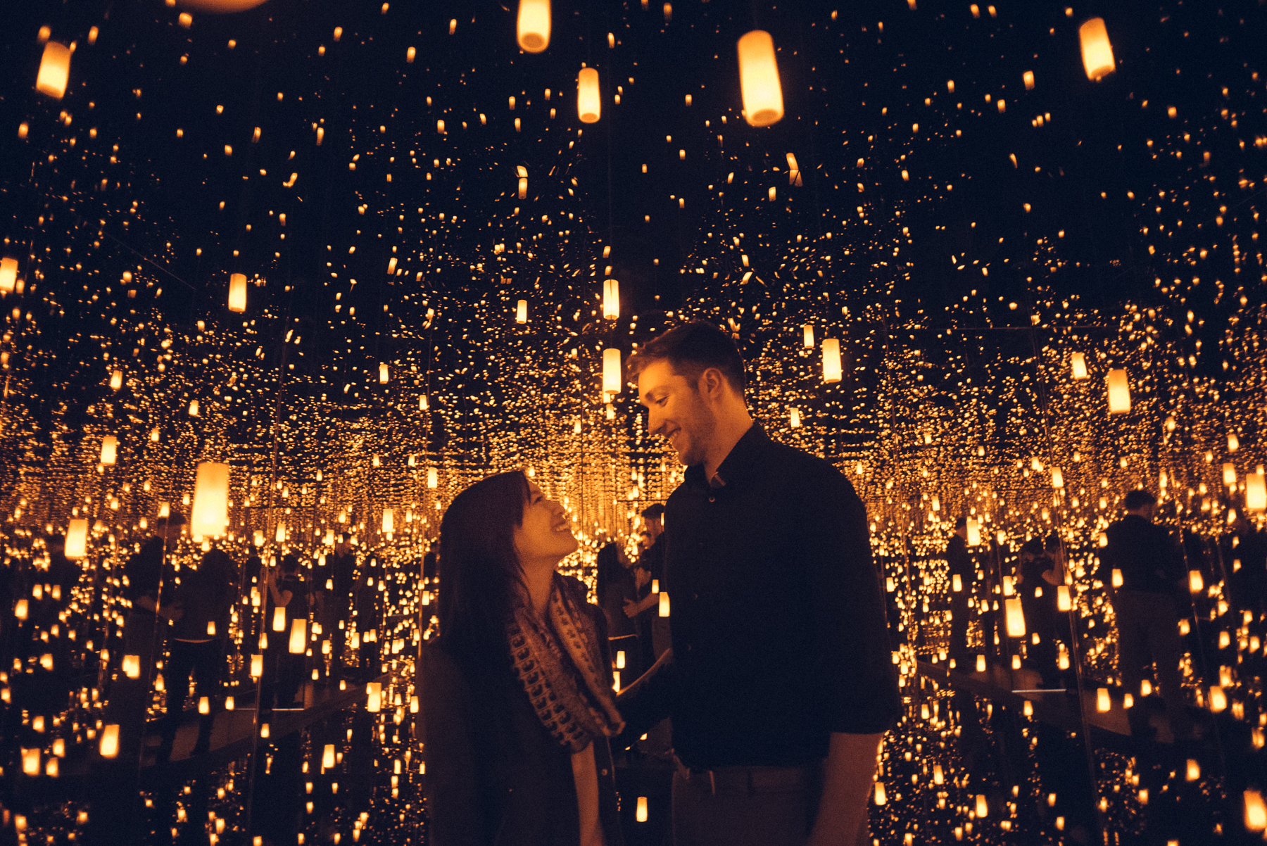 AJ Jan Yayoi Kusama Infinity Mirrors Proposal Engagement Photoshoot