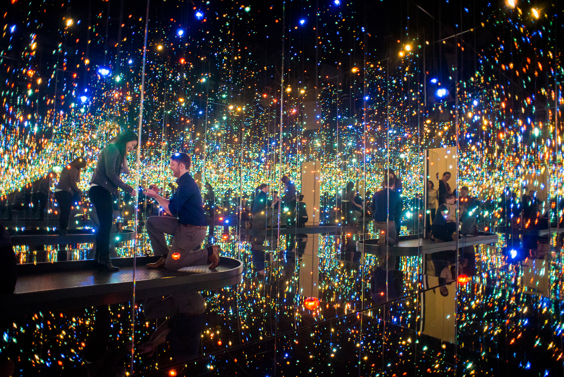 AJ Jan Yayoi Kusama Infinity Mirrors Proposal Engagement Photoshoot