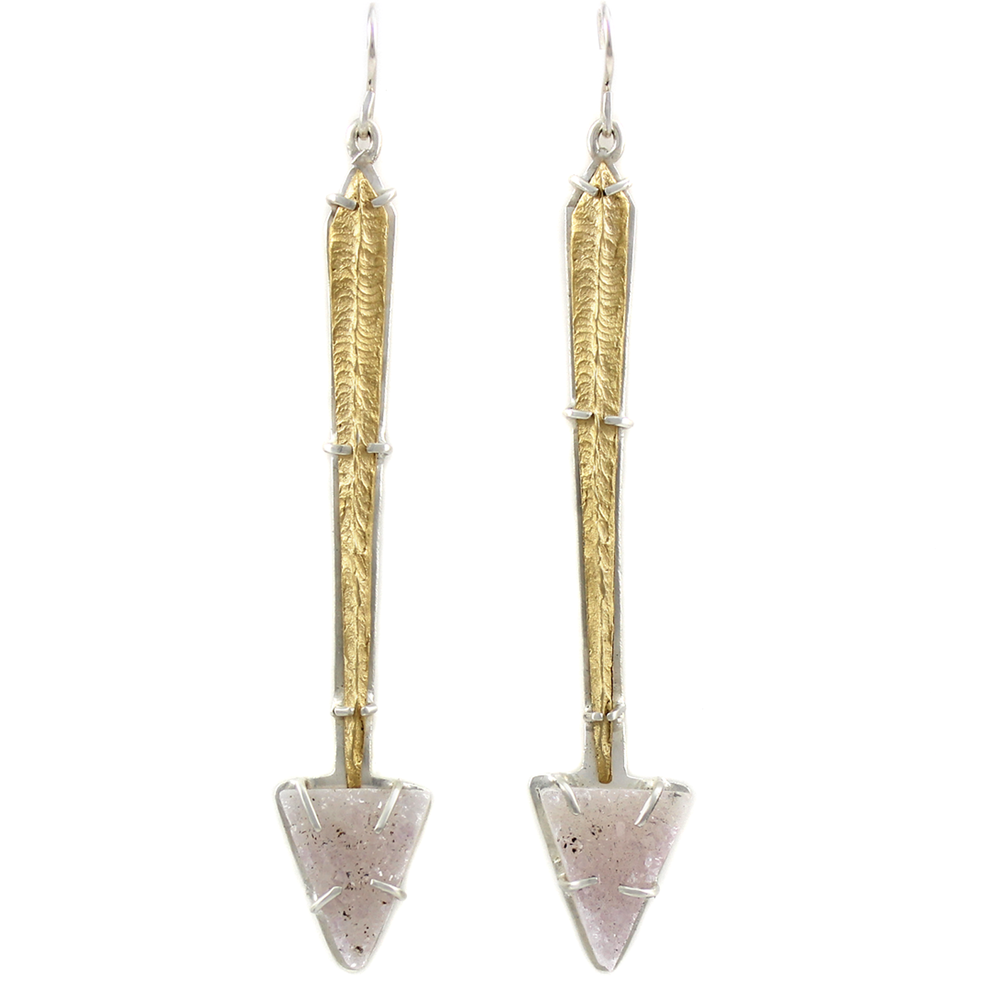 one-of-a-kind-long-two-tone-druzy-earrings-side-by-side-716 - Washingtonian Amanda Hagerman Jewelry Ancient-Inspired DC Designer