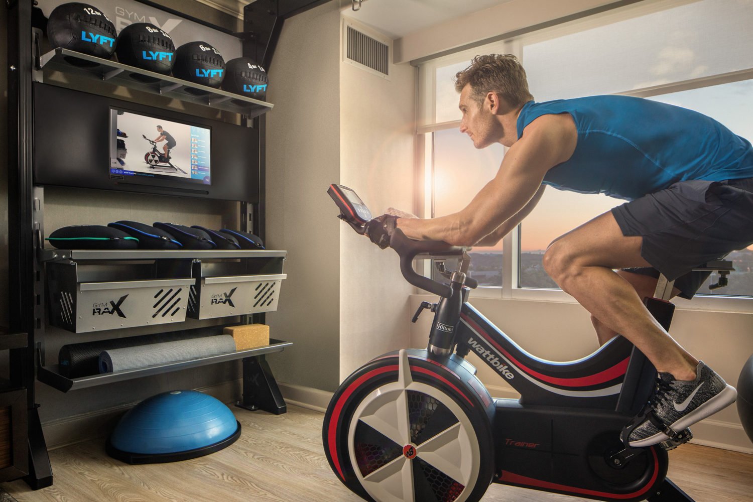 In Hilton’s New Fitness-Friendly Rooms, You Can Literally Roll Out of ...