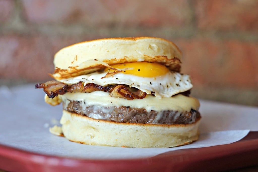 Red Apron Burger Bar pancake burger - Washingtonian where to eat near the National Mall, breakfast sandwich, Red Apron, DC restaurants, Smithsonian