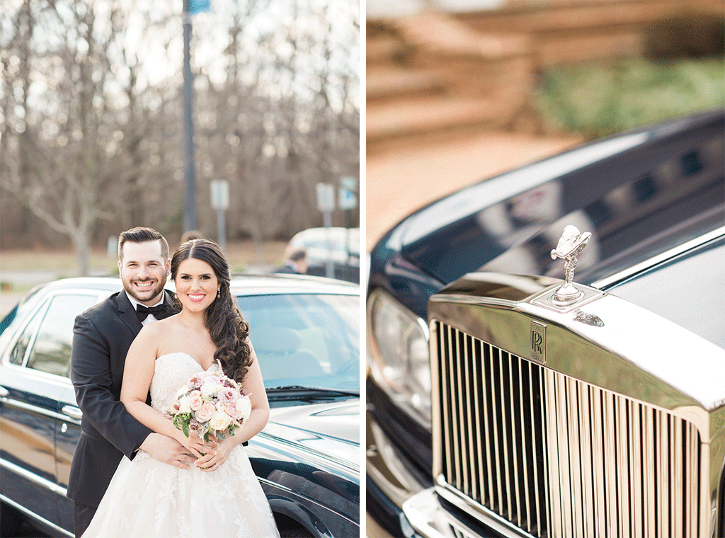 Gabrielle DeCesaris Ian Brickey Belvedere Joy Michelle Photography Blush Wedding Rolls Royce