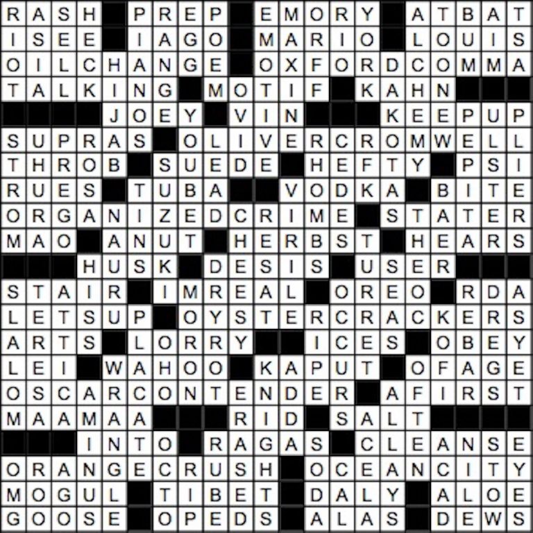 August 2017 Crossword Answer Key Washingtonian (DC)
