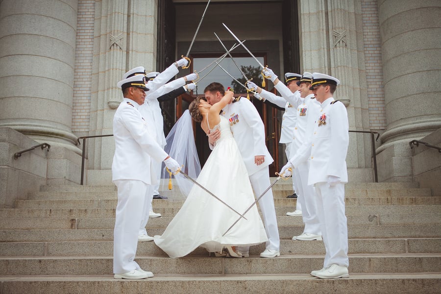 The Nautical Portraits at this Navy Aviator’s Annapolis Wedding Yes that's a crew boathouse. And the Navy-Marine Corps Memorial Stadium football field.