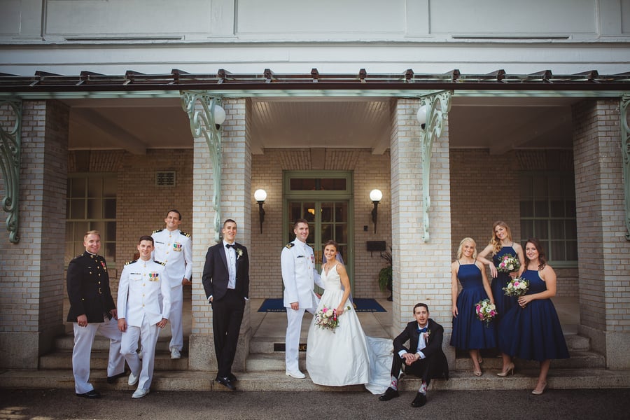 The Nautical Portraits at this Navy Aviator’s Annapolis Wedding Yes that's a crew boathouse. And the Navy-Marine Corps Memorial Stadium football field.