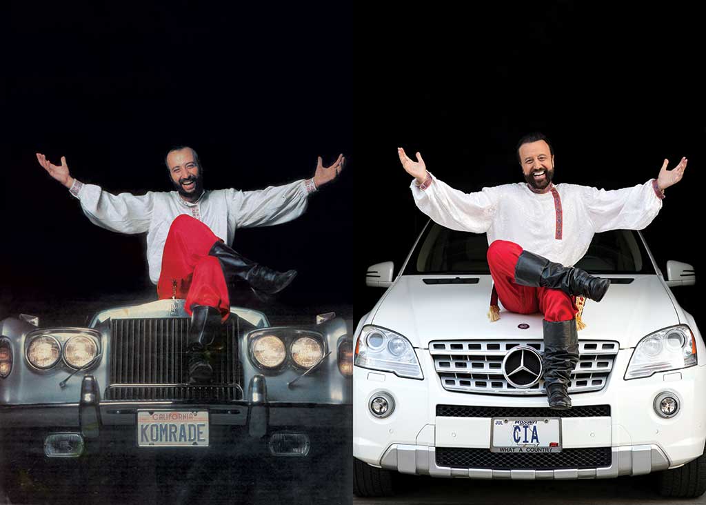 Yakov1 - Washingtonian Left: Photograph courtesy of Yakov Smirnoff, taken in 1984. Right: Photograph by Kyle Monk in 2017.