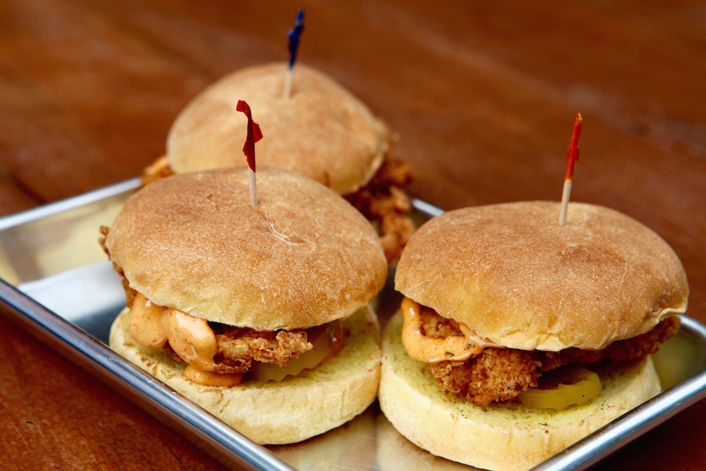 golden fried chicken sliders at chef brian's - Washingtonian