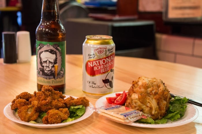 Faidley's oysters-crabcake-beer - Washingtonian
