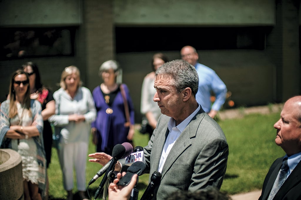 Silverthorne speaks to reporters following his release in June. Before the scandal, he considered himself "mayor of the best small city in America." Photograph by J. Lawler Duggan/Washington Post via Getty Images.