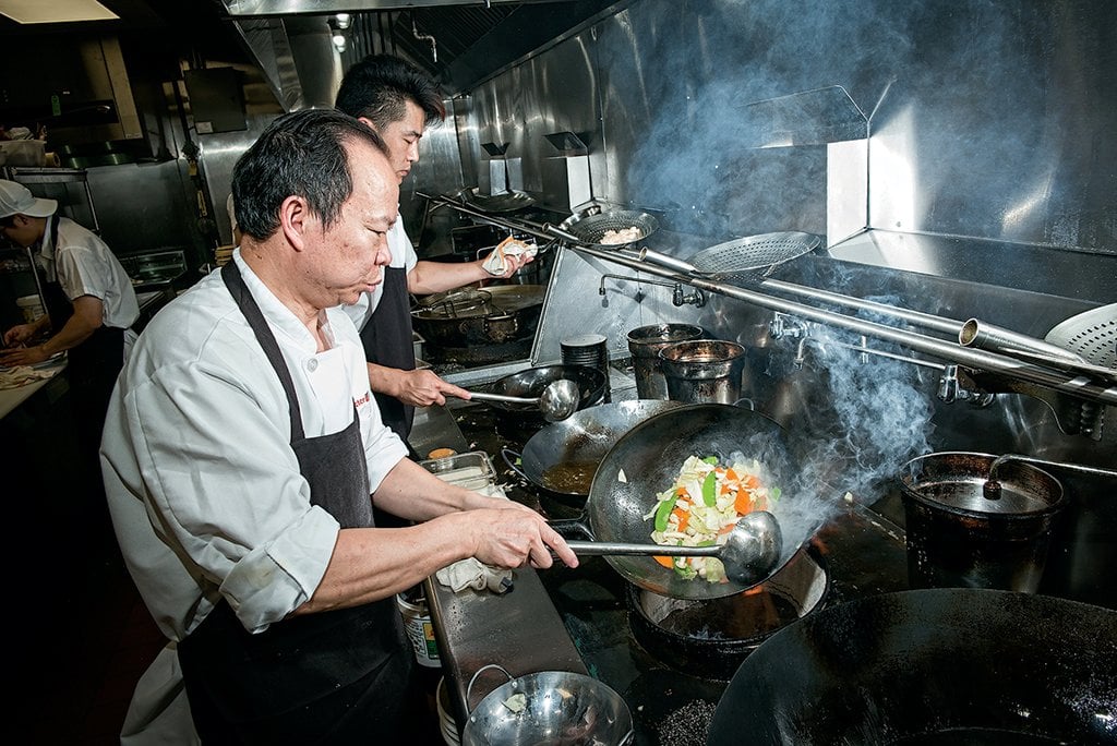 Peter Chang in his kitchen.