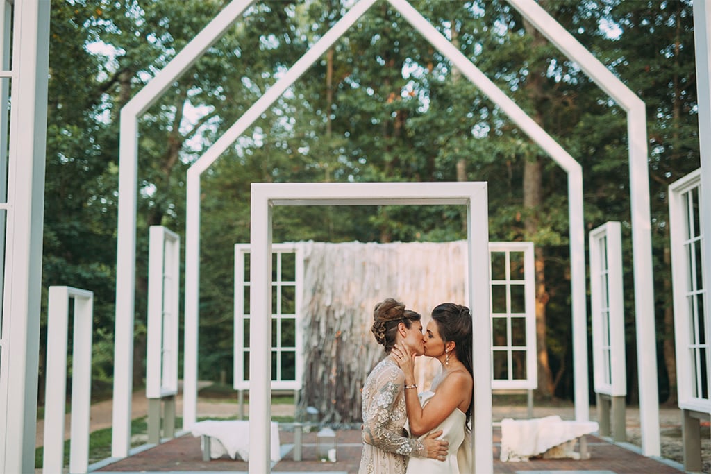 virginia polegreen church historic outdoor church Bethany Frazier and Ashleigh Lum Ruie & Grace insanely stylish bridal jumpsuit