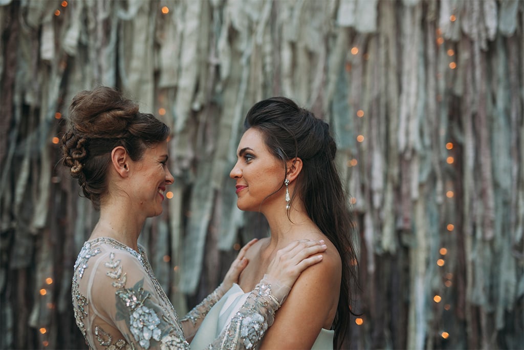 virginia polegreen church historic outdoor church Bethany Frazier and Ashleigh Lum Ruie & Grace insanely stylish bridal jumpsuit