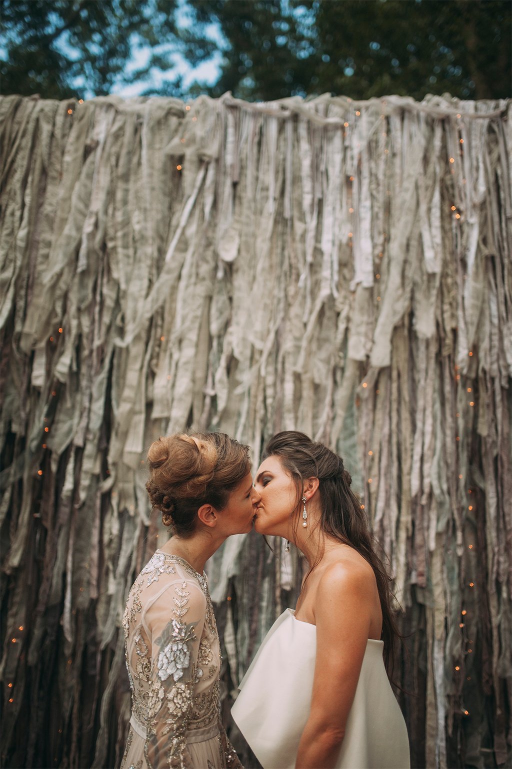 virginia polegreen church historic outdoor church Bethany Frazier and Ashleigh Lum Ruie & Grace insanely stylish bridal jumpsuit