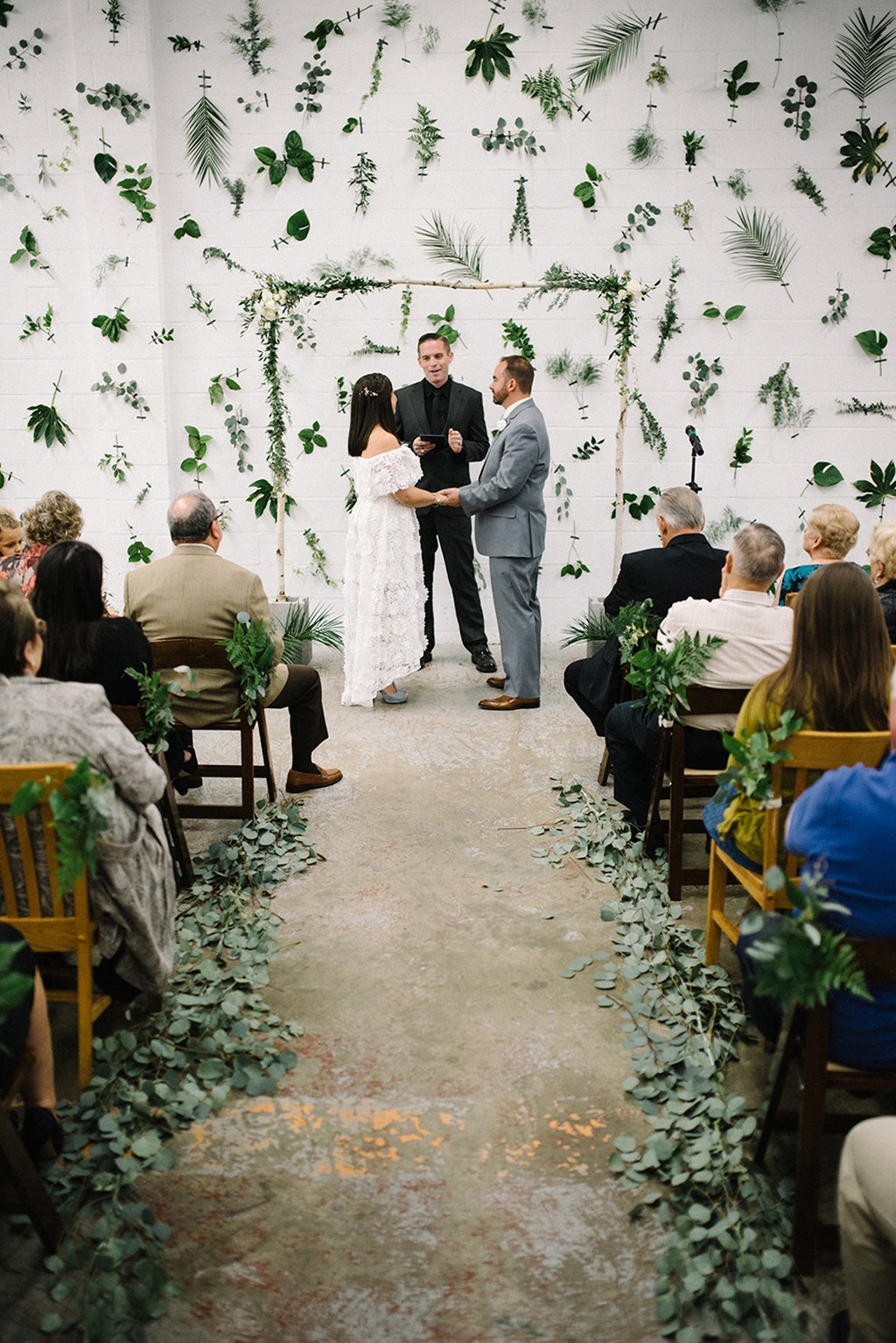 plant wall modern brewery industrial wedding 7 locks brewing the kama photography