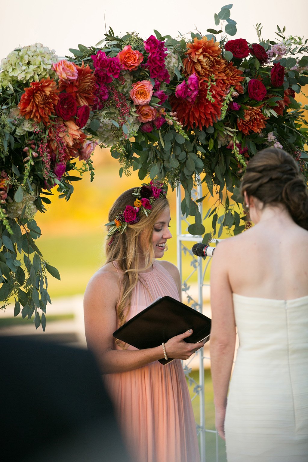 Virginia Tech-themed wedding officiant surprise with hokie mascot Sarah Keim Brian Dohn