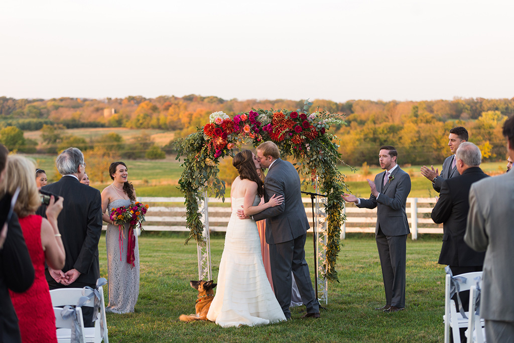 Virginia Tech-themed wedding officiant surprise with hokie mascot Sarah Keim Brian Dohn