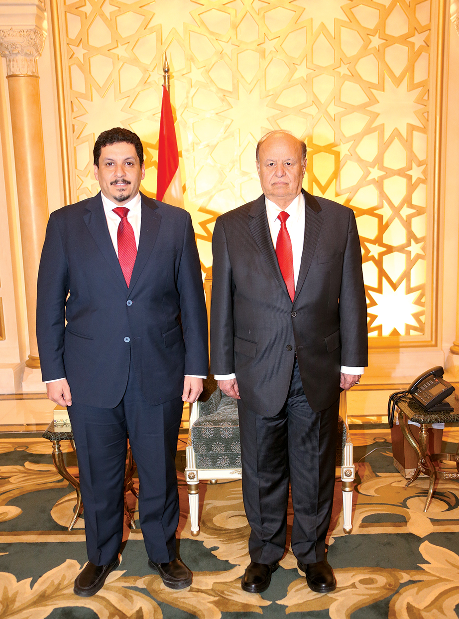 Yemeni president Abdu Rabbu Mansour Hadi, right, was forced into exile in 2015 by militants loyal to his predecessor. Photograph courtesy of Ahmed Awad bin Mubarak. Yemeni president Abdu Rabbu Mansour Hadi, right, was forced into exile in 2015 by militants loyal to his predecessor. Photograph courtesy of Ahmed Awad bin Mubarak.