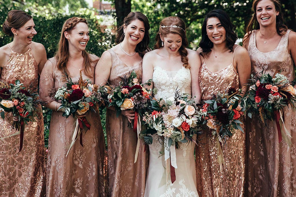 We Want to Wear The Shimmery Gold Bridesmaid Dresses in this DC Wedding All Season Long
