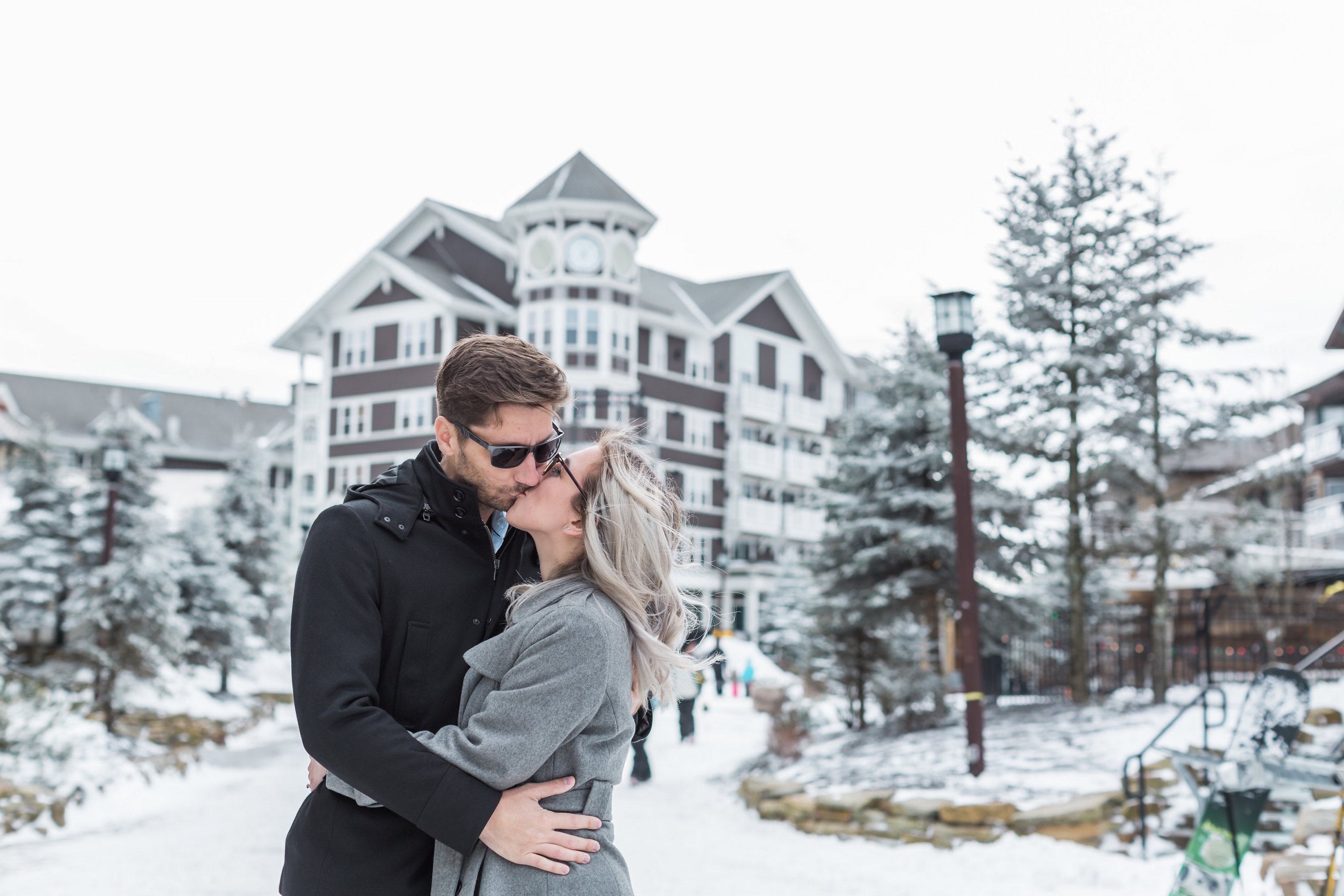 snowshoe mountain resort west virginia DC couple engagement wintery weekend getaway snow engagement snowy engagement