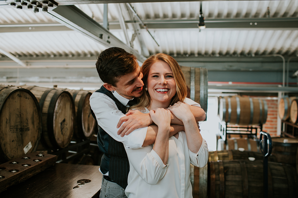bluejacket brewery engagement photoshoot session craft beer tasting snowy winter engagement