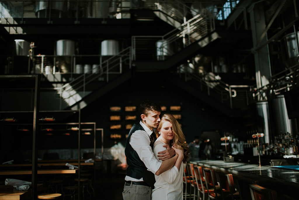 bluejacket brewery engagement photoshoot session craft beer tasting snowy winter engagement