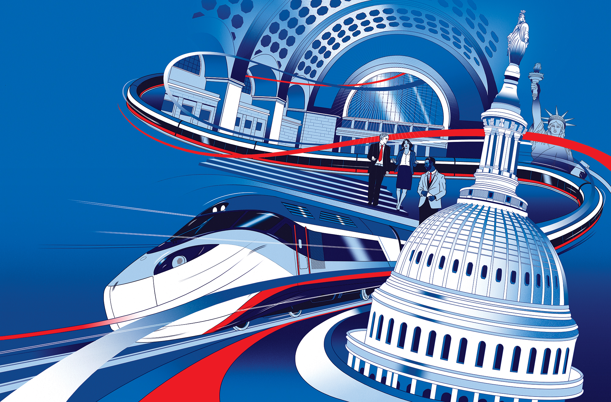 Your express guide to our (sort of) high-speed train. Illustration by Andrew Archer. 