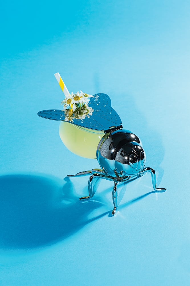 Glass bee for gin-and-honey cocktails at Bresca.