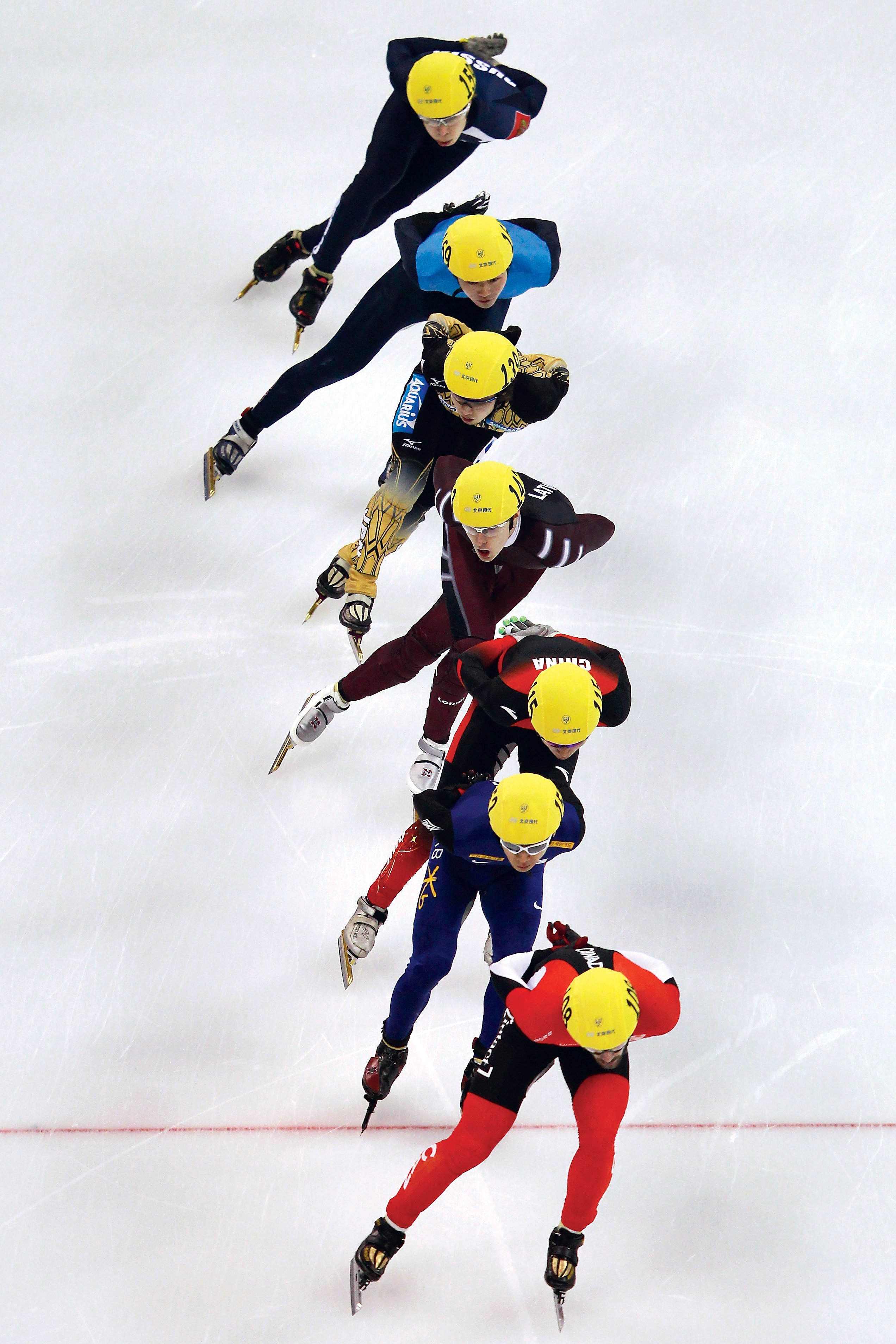 SimonCho2 - Washingtonian Cho, second from top, skating at the 2012 World Championships in Shanghai. Not long afterward, he was suspended from the sport for bending an opponent’s skates. He never returned. Photograph by Lintao Zhang/Getty Images.