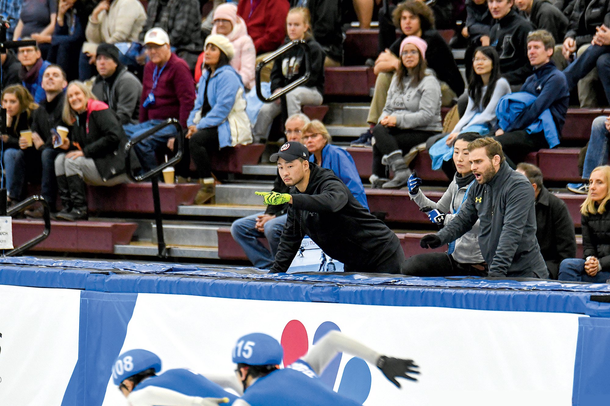 Cho (above center) returned to the Olympic Trials last year as coach of his own teenage prodigy. The young skater didn’t make it—but Cho says his future will be bright. Photograph by John Kim. 