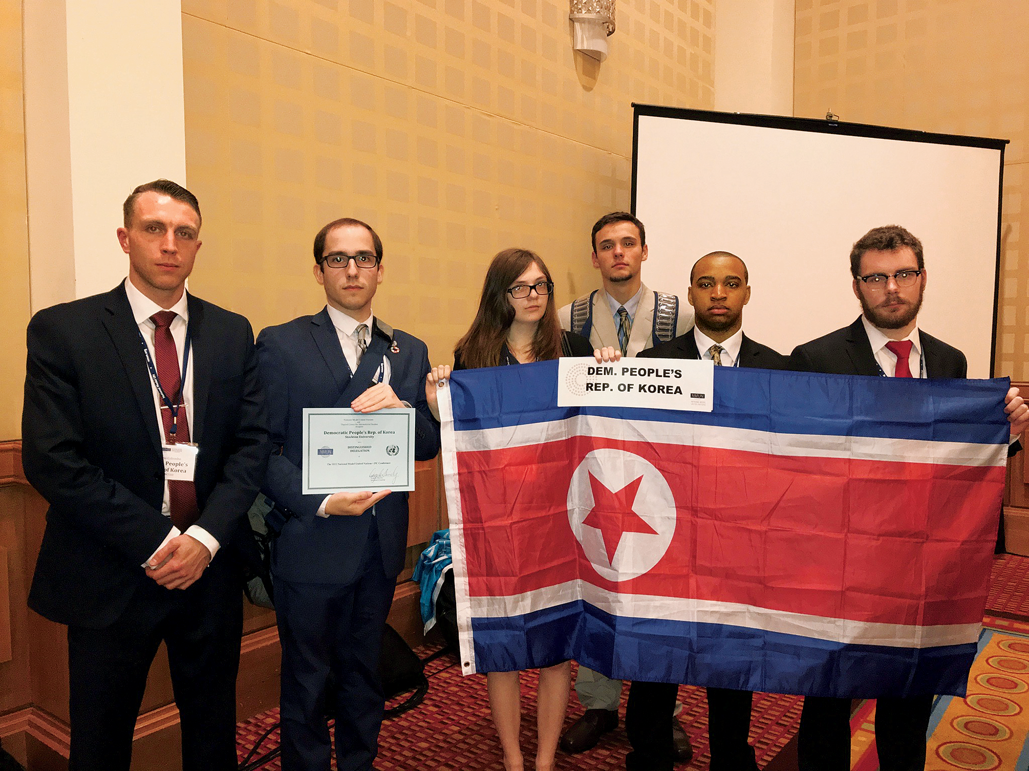 In the end, Dom’s team didn’t crush the imperialists, but it got points for navigating the delegates. He vows to return next time—as a judge. Photograph Courtesy of Stockton Model United Nations. 