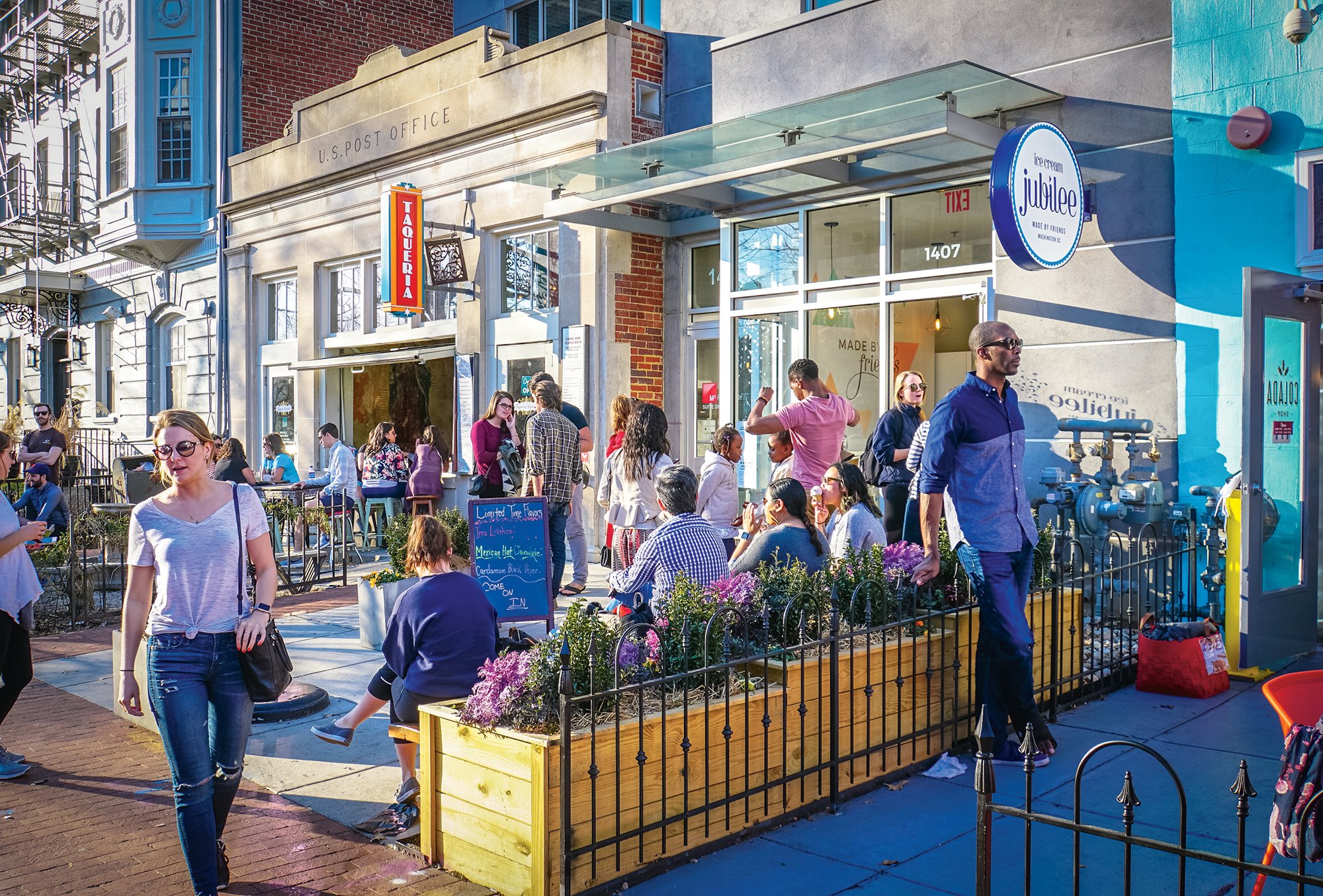 Fourteenth and T—once an open-air drug market, now home to Ice Cream Jubilee.Photograph by Ted Eytan. 