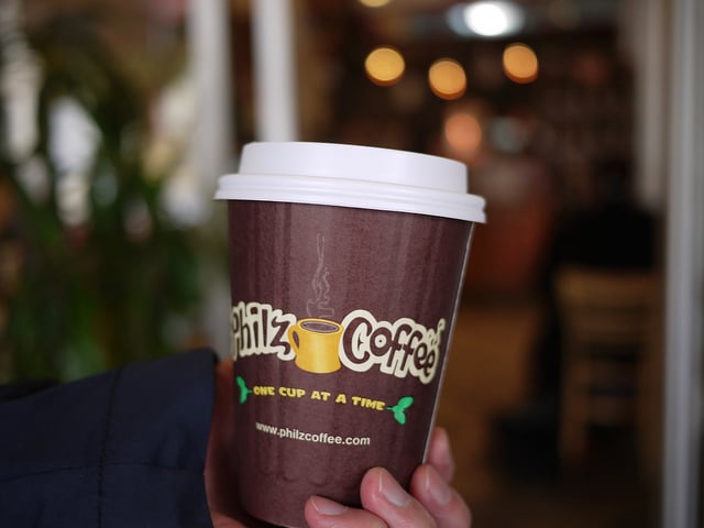 Philz Coffee's signature brown cup. Photograph by kennejima via Flickr Creative Commons.