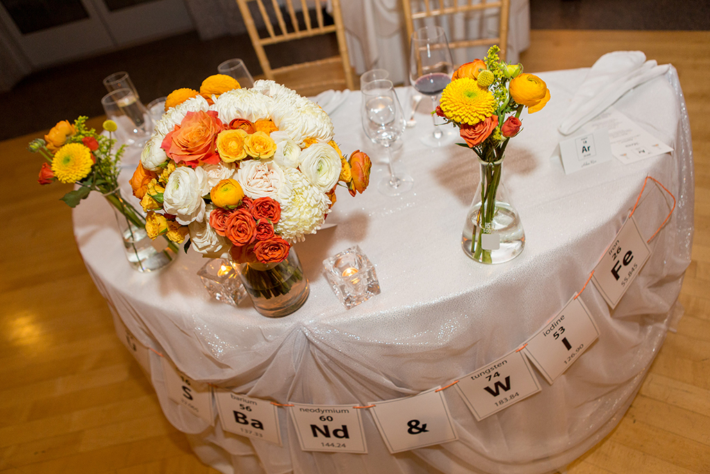 Chemistry-Themed Wedding, DC Wedding, Real Wedding, Downtown DC Wedding, Themed Wedding, Nerdy Wedding, Orange Wedding, Washington Views, Ronald Reagan Building, Ronald Reagan Building Wedding, Sokolov Photography, Chemistry Wedding