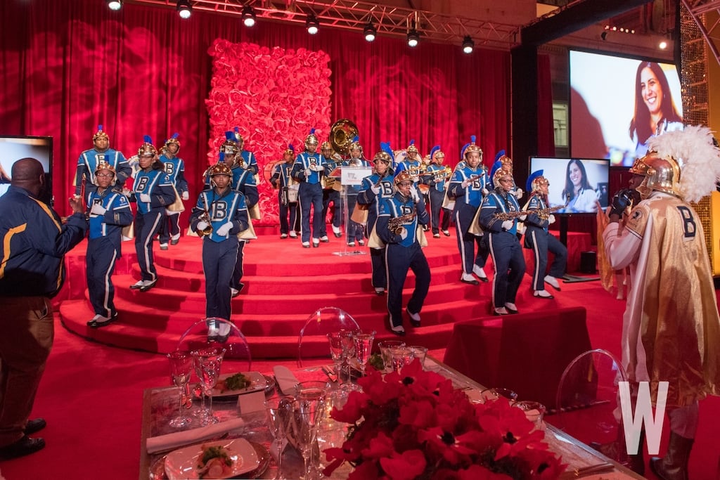 The District's Ballou High School marching band escorted guests to dinner.