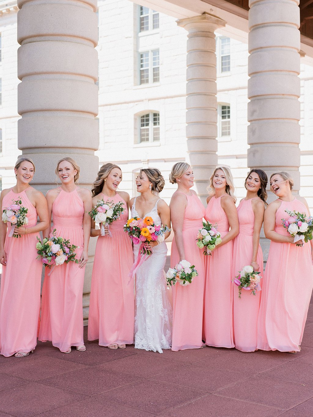 Bubblegum Pink Bridesmaids Dresses Added a Burst of Color to This