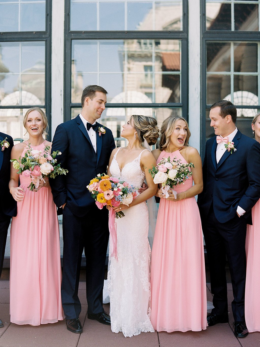 bubblegum pink bridesmaids dresses wedding Maryland, Maryland Wedding, Annapolis Wedding, Ball Room Wedding, Hotel Wedding, Church Wedding, Modern Wedding, Preppy Wedding, Summer Wedding, Pink Wedding, Breathtaking Bouquets, Designer Gowns, Renee Hollingshead, 