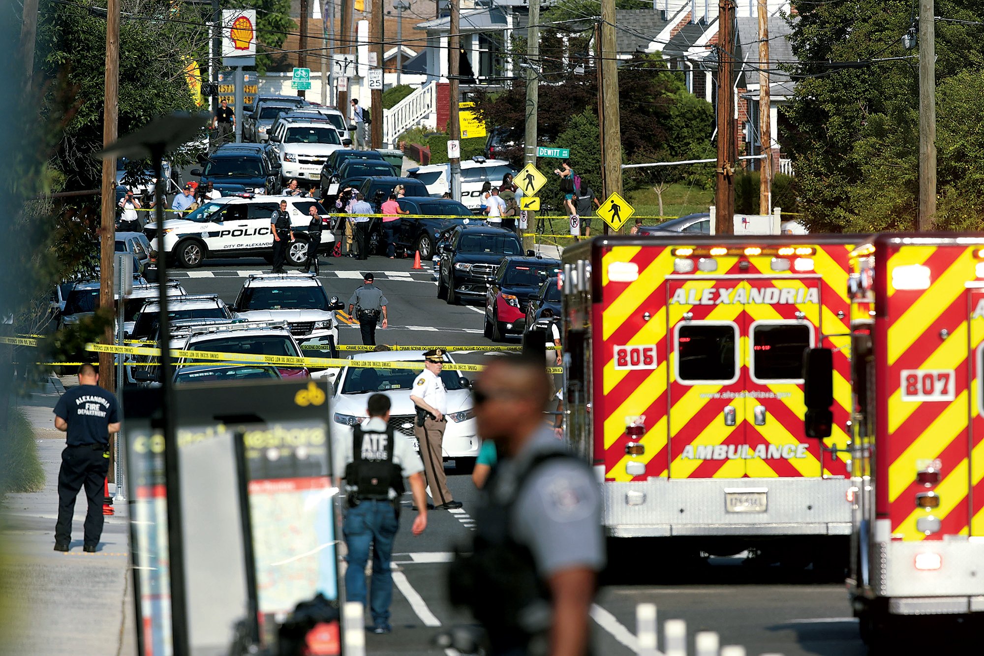 The Republican baseball team was just finishing its last practice at a diamond in Alexandria when chaos broke out. Photograph by Alex Wong/Getty Images. 