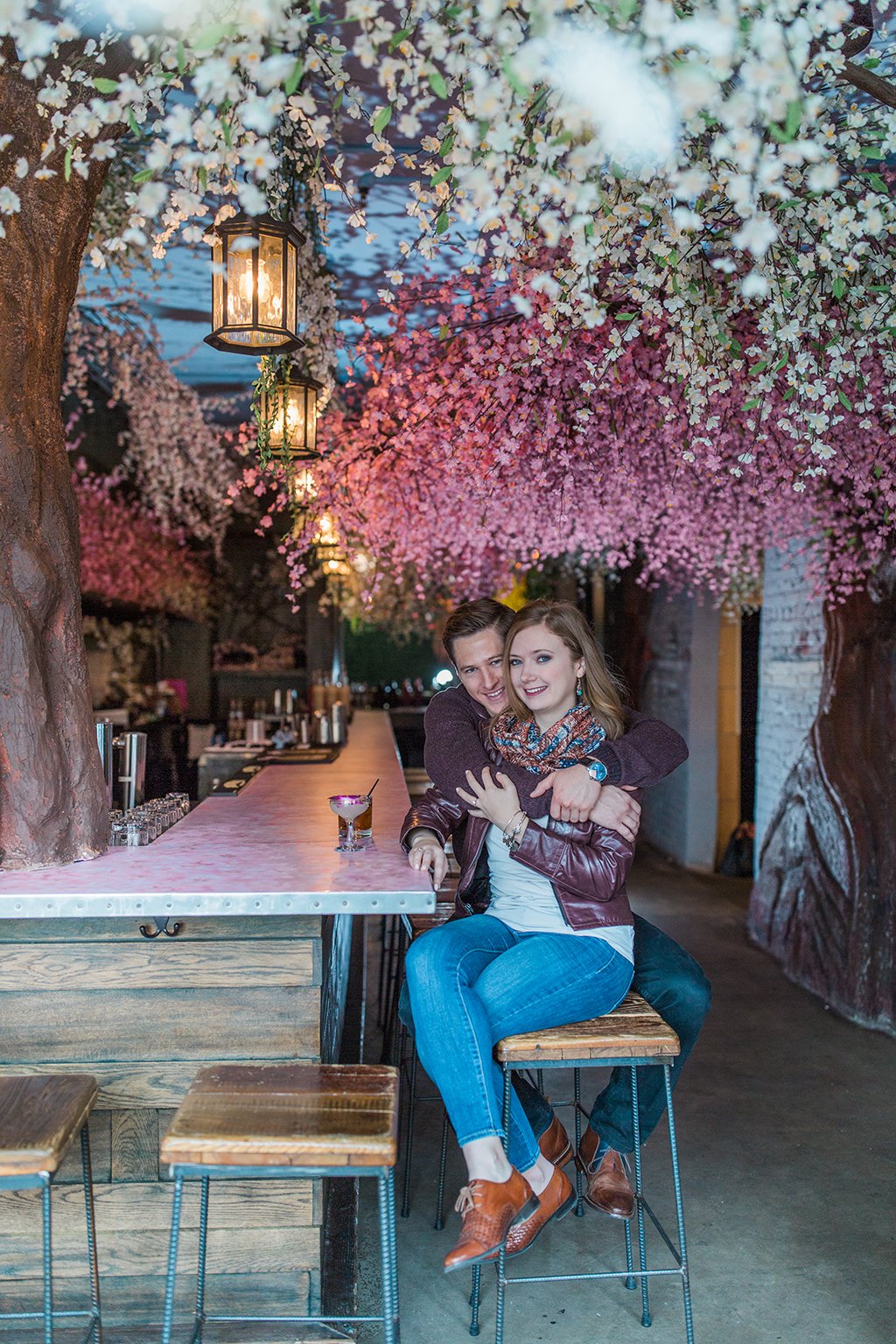 engagement photoshoot session cherry blossom pop-up bar washington DC