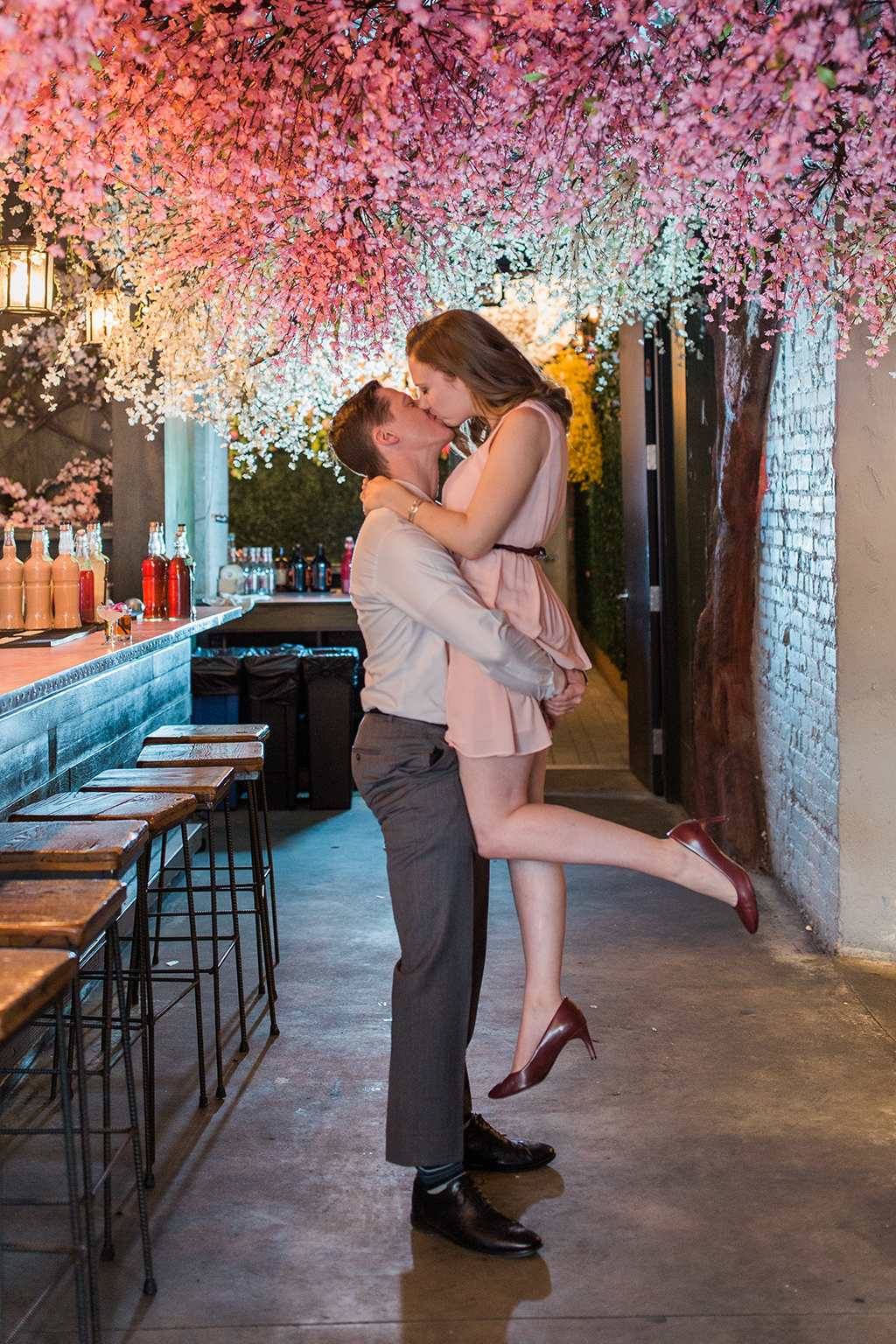 engagement photoshoot session cherry blossom pop-up bar washington DC