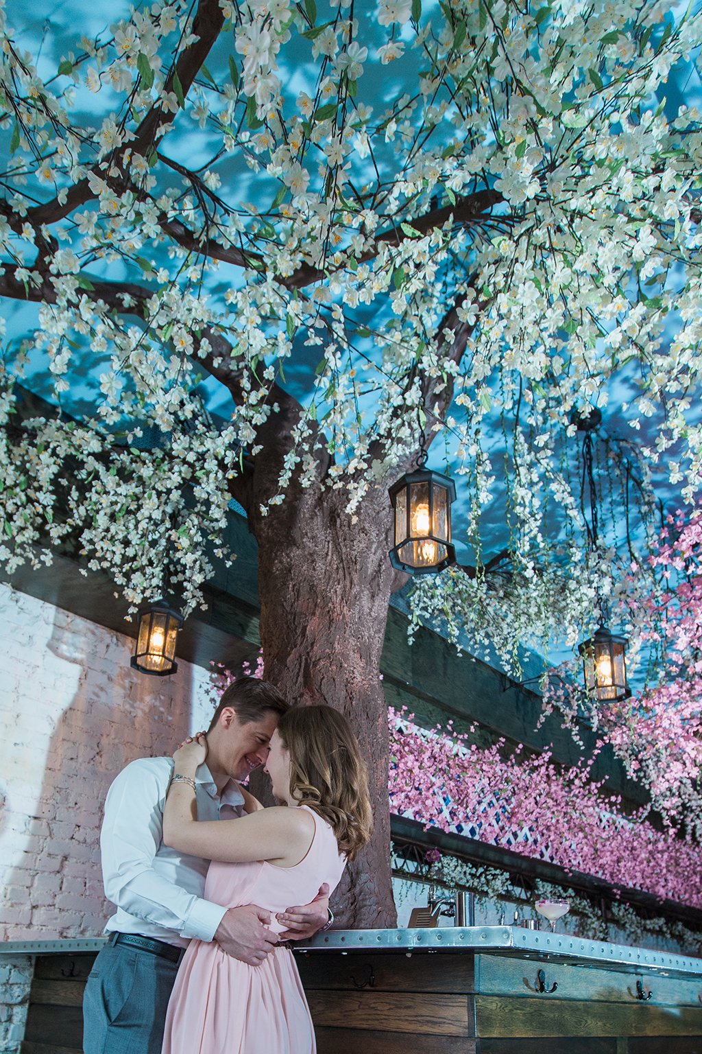 engagement photoshoot session cherry blossom pop-up bar washington DC