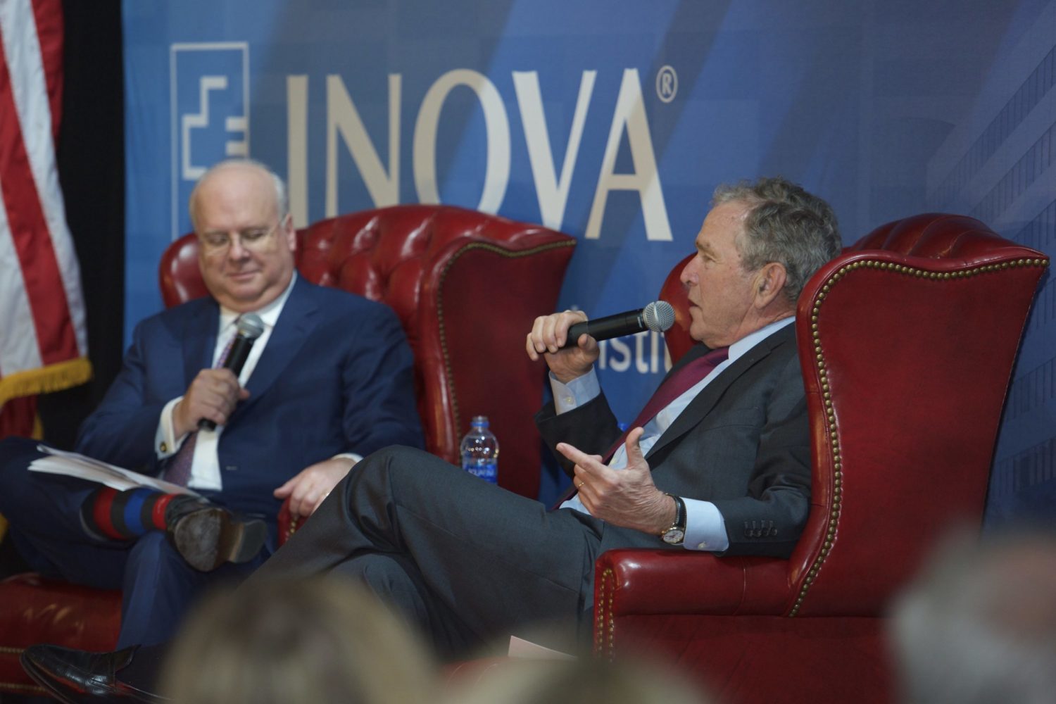 President George W. Bush, who has spotlighted cancer research after his presidency, was interviewed by his former advisor Karl Rove.