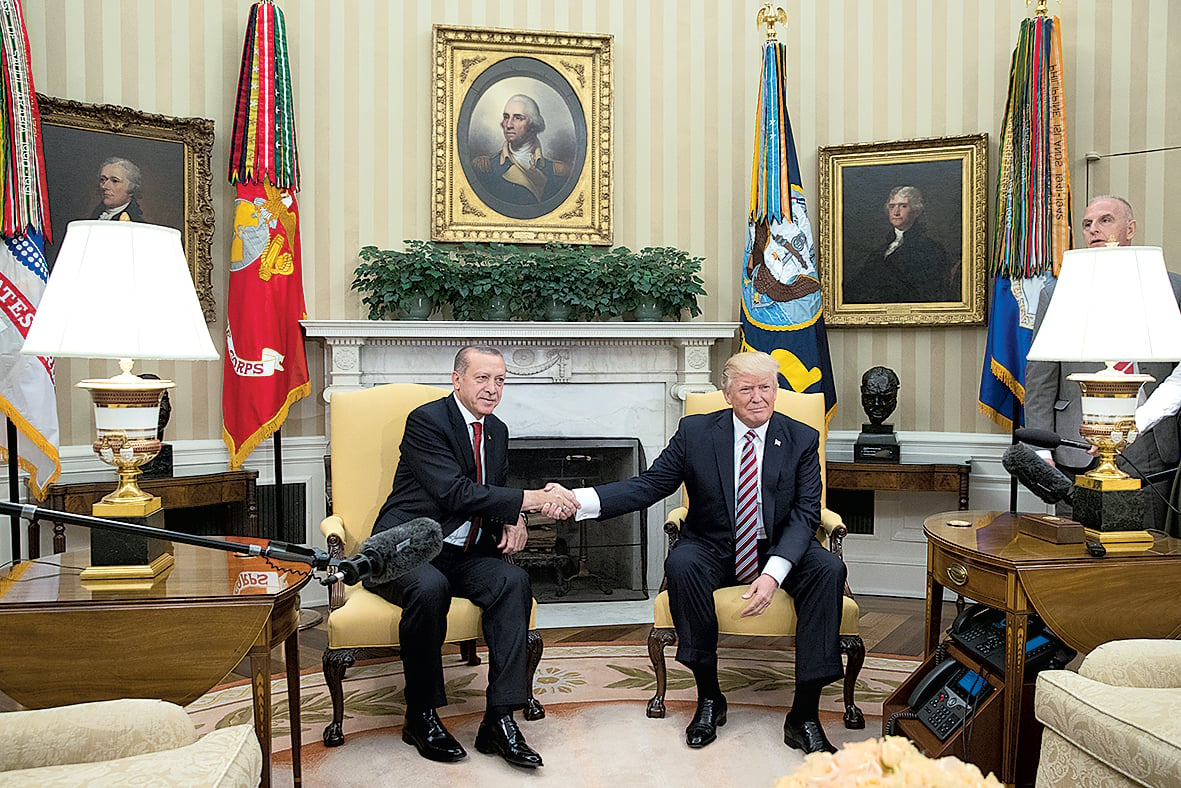 After failing to exact concessions from Trump, Erdogan used the US’s indictments of his guards to bolster support at home. Photograph by Michael Reynolds/Pool/Getty Images.