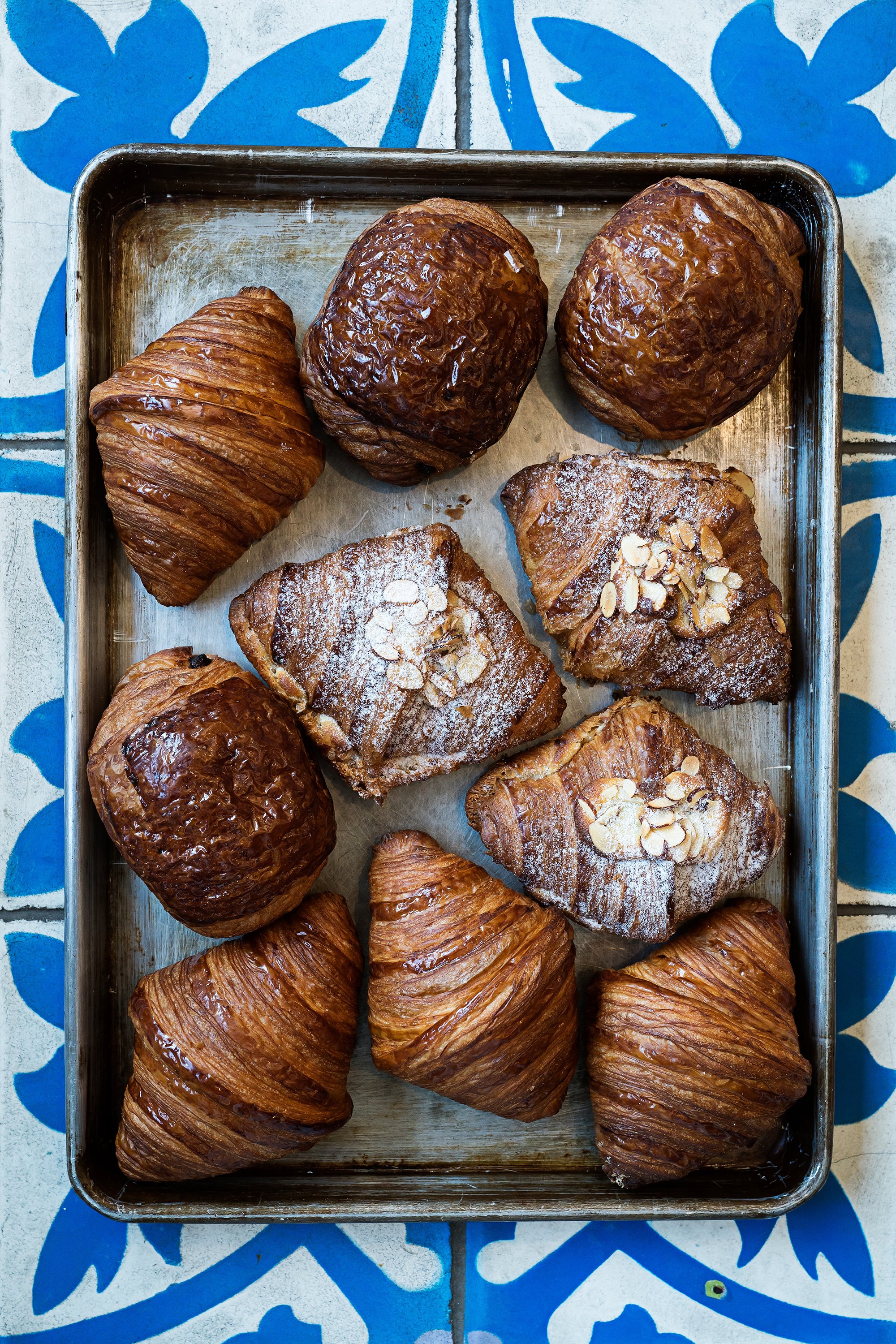 Butter, almond, and chocolate croissants at Pluma. Photograph by Scott Suchman. 