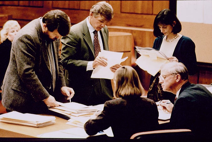 Verdict of the trial. Photograph by Jeffrey Markowitz/Sygma via Getty Images. Verdict of the trial. Photograph by Jeffrey Markowitz/Sygma via Getty Images.