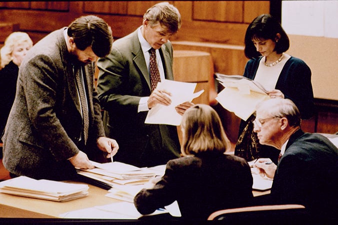 Verdict of the trial. Photograph by Jeffrey Markowitz/Sygma via Getty Images.