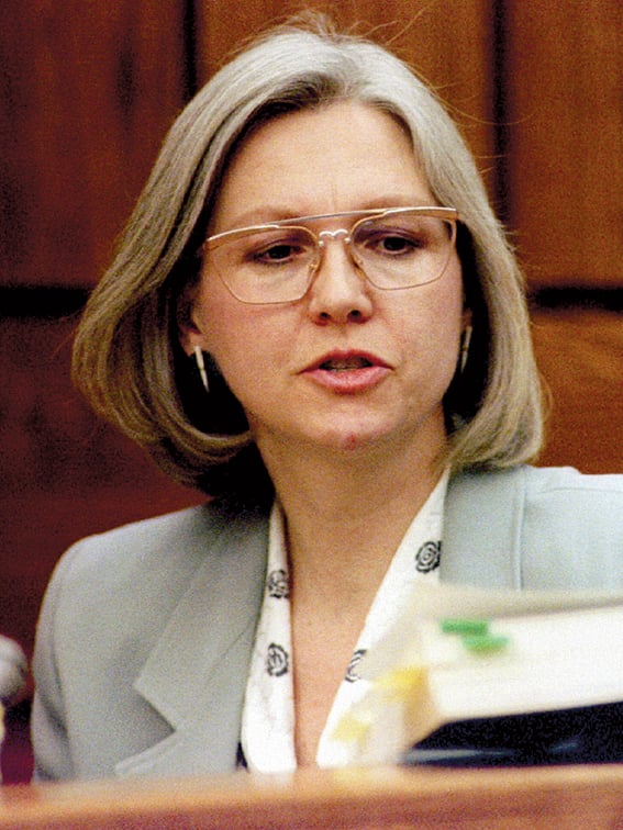 Dr. Susan Fiester, a psychiatrist for the defense, testified that Lorena was a victim of "battered-wife syndrome." Photograph by Sygma via Getty Images. Dr. Susan Fiester, a psychiatrist for the defense, testified that Lorena was a victim of "battered-wife syndrome." Photograph by Sygma via Getty Images.