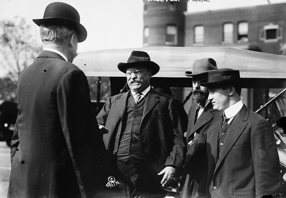 U.S. President Teddy Roosevelt shortly before the Oct. 14 assassination attempt by John F. Schrank. Photograph via Flickr Commons project, 2008.